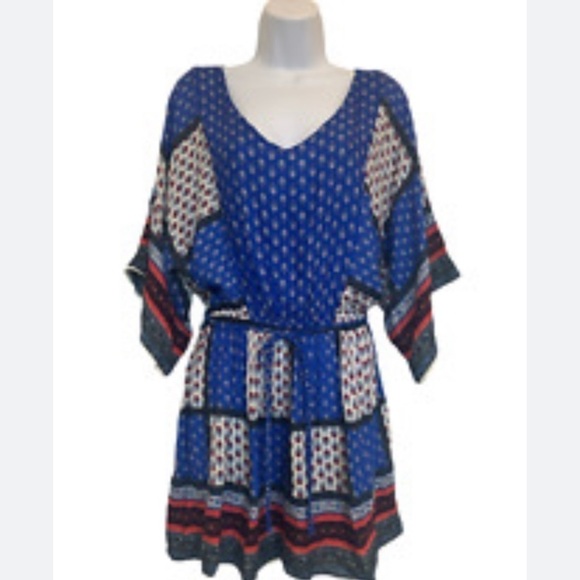 American Eagles Woman’s Patchwork Boho Blue Dress size large - Picture 1 of 7